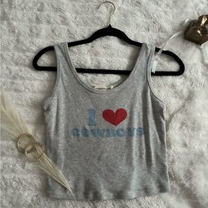 Trendy Gray 'I Love Cowboys' Tank Top